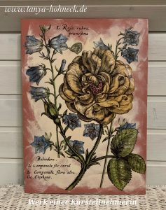 Werk einer Kursteilnehmerin IOD Transfer 'Ladies in waiting' Iron Orchid Designs, Autentico chalk paint